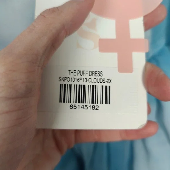 Selkie The Puff Dress Womens Plus Size 2X Clouds Blue White Organza Mini Girly - Picture 8 of 11